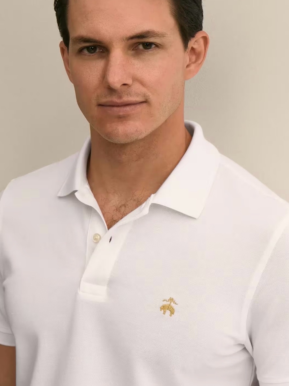 Brooks Brothers White Polo with Gold Embroidered Logo